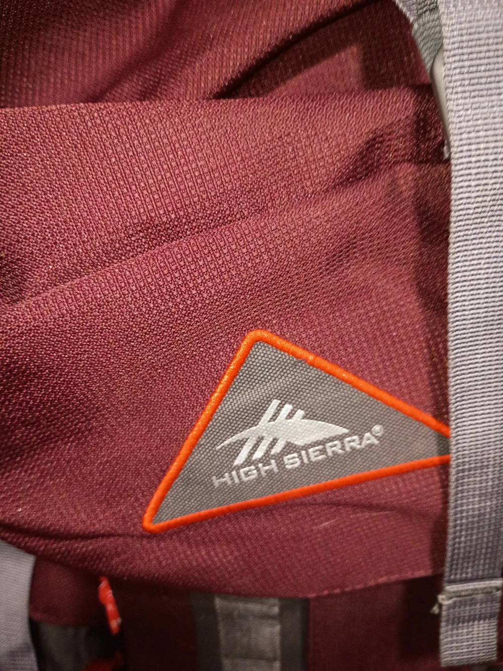 Men's Burgundy Hiking Backpack with Gray Straps and Red Accents